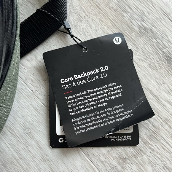 Lululemon Core Backpack 2.0 20L Water Repellent NWT Green Black Zippers Laptop main image 11
